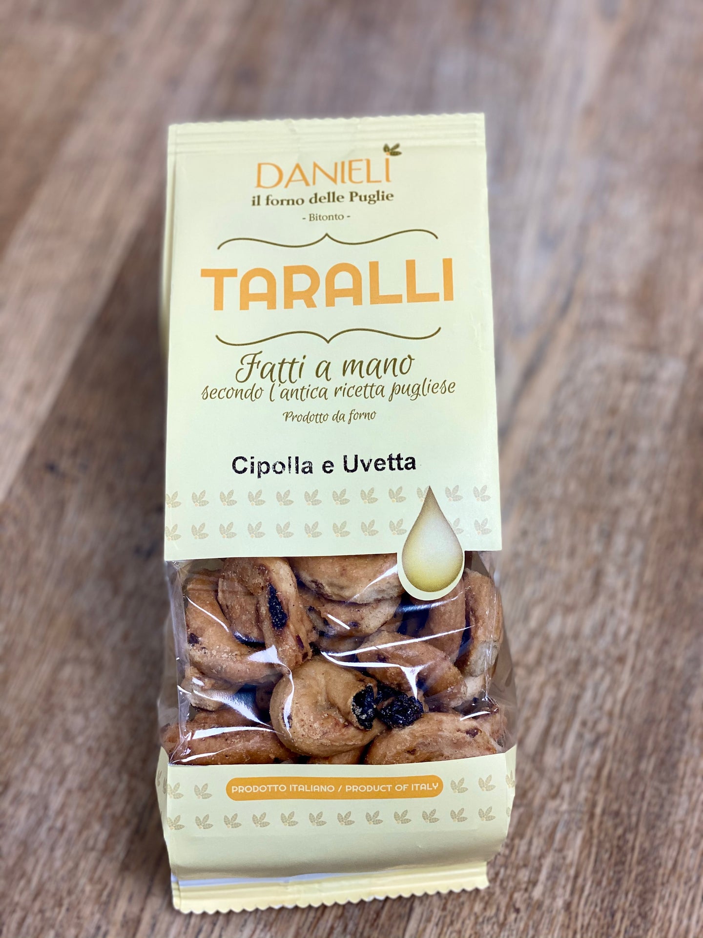 Taralli cipolla e uvetta - Rasin and onion taralli 240gr.- Danieli